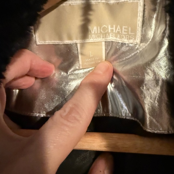 MICHAEL Michael Kors Metallic Puffer with Dark Fur Trim - Picture 5 of 7
